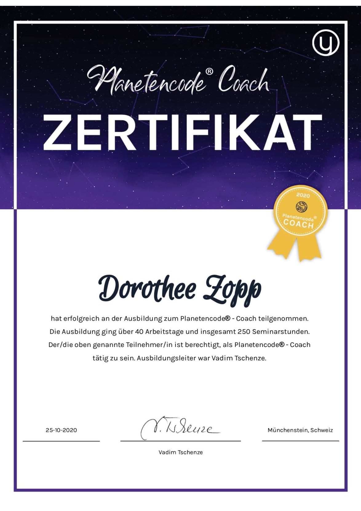zertifizierter Palnetencoach Dorothee Zopp